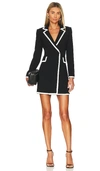 Alice And Olivia Kyrie Tuxedo Romper In Black & Off White