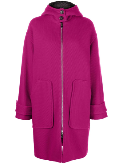 Msgm Hooded Zip-front Mid-length Coat In Rosa