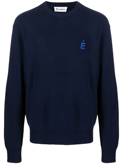 Etudes Studio Navy Boris Patch Sweater In Blue