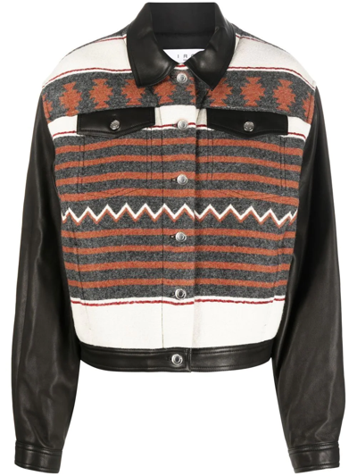 Iro Visby Geometric-print Leather Jacket In Neutrals