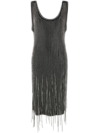 Philosophy Di Lorenzo Serafini Fringe-detail Knitted Dress In Schwarz