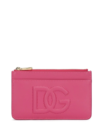 Dolce & Gabbana Dg Logo Zip Purse In Pink