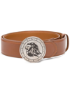 Billionaire Logo-buckle Leather Belt In Braun