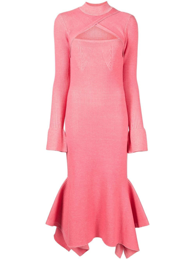 3.1 Phillip Lim / フィリップ リム Cut-out Ribbed Knit Dress In Rosa
