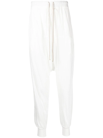 Rick Owens Drkshdw Drop-crotch Cotton Track Trousers In White