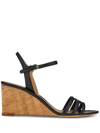 Ferragamo Fieri Leather Wedge Sandals In Black