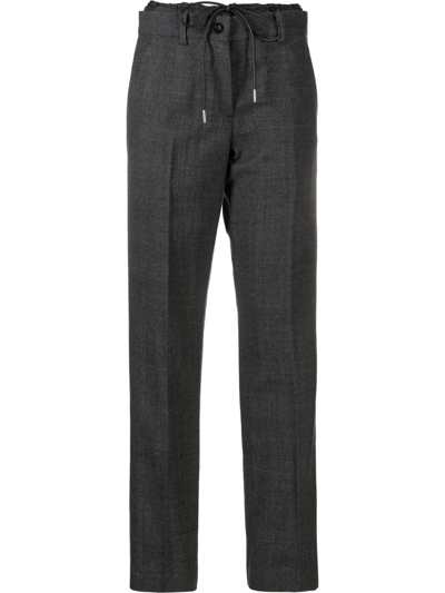 Sacai Drawstring-fastening Straight-leg Trousers In Grau