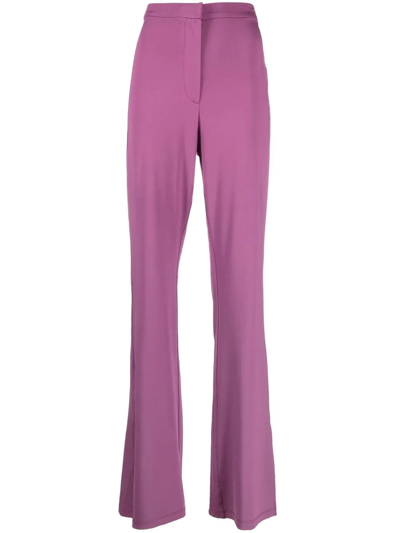 Remain Split-cuff High-waisted Flared Trousers In Violett