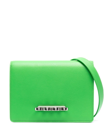 Alexander Mcqueen Four Ring Leather Shoulder Bag In Grün