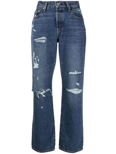 Levi's Distressed Boyfriend Jeans In Blue