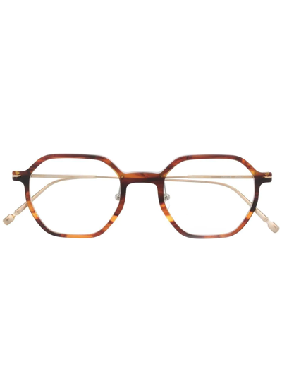 Matsuda Transparent Hexagonal-frame Glasses In Brown