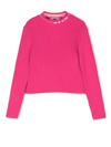 Msgm Kids' Mock Neck Ribbed-knit Jumper In Fucsia
