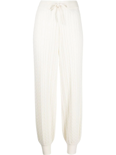 Madeleine Thompson Lily Cable-knit Cashmere Trousers In Weiss