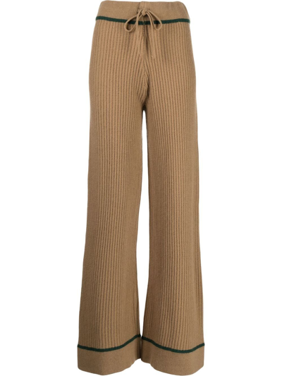 Madeleine Thompson Veronica Ribbed-knit Trousers In Braun