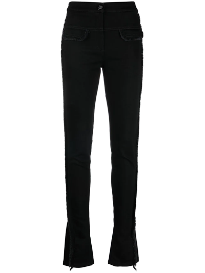 Genny Faux-pockets Frayed Skinny Trousers In Black