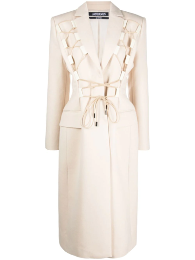 Jacquemus Lace-up Tailored Mid-length Coat In White