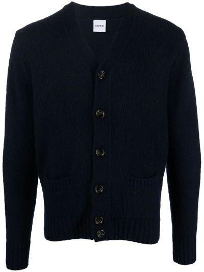 Aspesi Wool Cardigan In Blue