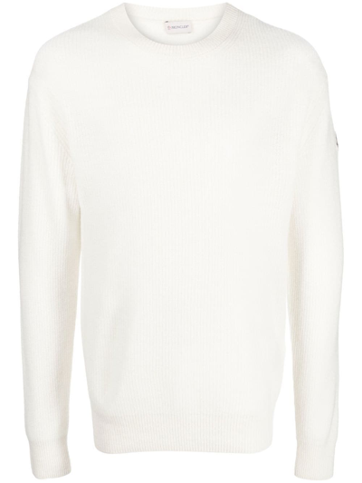 Moncler Long-sleeve Knitted Top In Bright White