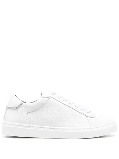 Fabiana Filippi Lace-up Leather Sneakers With Shiny Accents In White