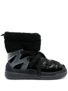 Moncler Insolux M Rubber-trimmed Fleece, Shell And Patent-leather Snow Boots In Schwarz