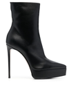 Le Silla Black Leather Boots In Schwarz