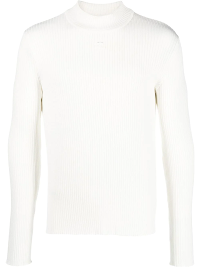 Courrèges Ribbed-knit Logo-patch Jumper In White