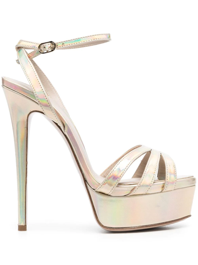 Le Silla Lola Holographic 140mm Sandals In Neutrals