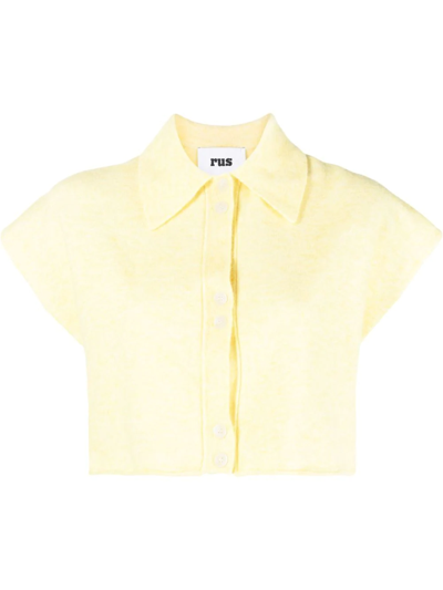 Rus Cropped Short-sleeved Knitted Shirt In Yellow
