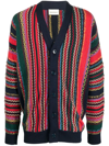Drôle De Monsieur Striped Knit Cardigan In Blau