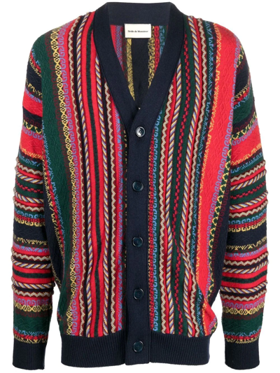 Drôle De Monsieur Striped Knit Cardigan In Multicolour