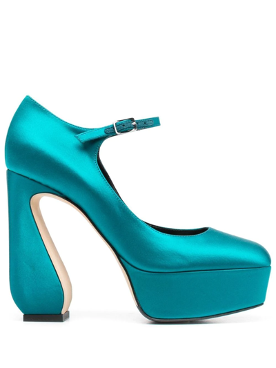 Si Rossi Satin-finish Platform Pumps In Blue