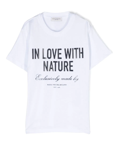 Paolo Pecora Kids' Nature Print T-shirt In Weiss