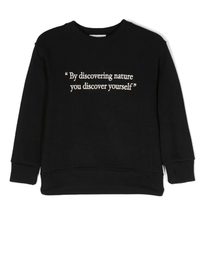 Paolo Pecora Kids' Embroidered Phrase Long-sleeve Sweatshirt In Nero