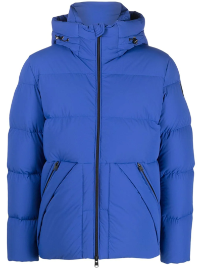 Woolrich Sierra Supreme Hooded Nylon Down Jacket In Blue