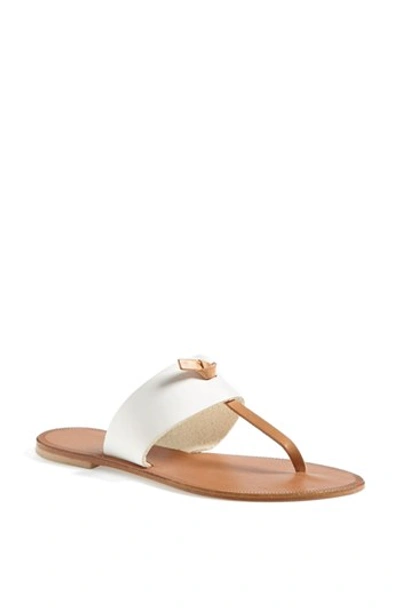 Joie Nice T-strap Thong Flat Sandal, White/natural In White,natural