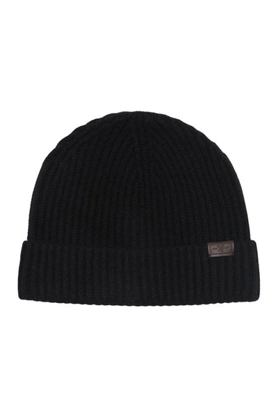 Hickey Freeman Cashmere Knit Cuffed Beanie In 001blk