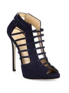 GIUSEPPE ZANOTTI Giuseppe for Jennifer Lopez 120 Suede Cage Peep-Toe Booties