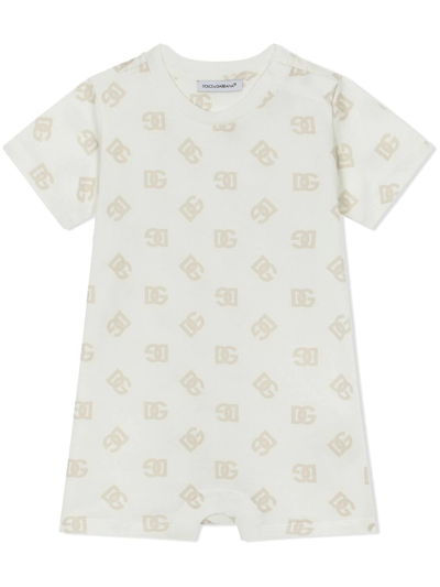 Dolce & Gabbana Babies' Logo-print Cotton Shorties In White