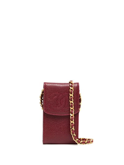 Pre-owned Chanel 1995 Mini Cc Stitch Crossbody Bag In Red