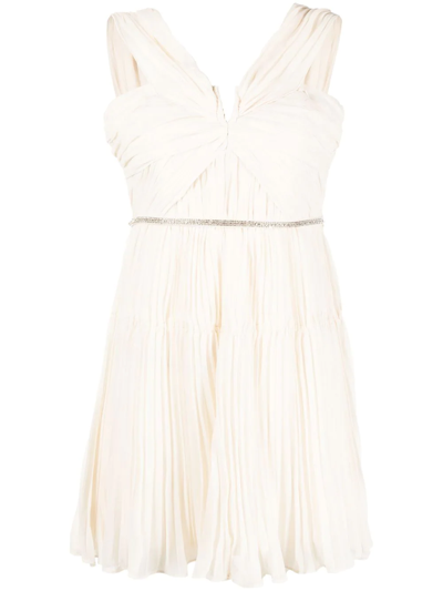 Self-portrait Self Portrait Pleated Chiffon Mini Dress In Multicolor