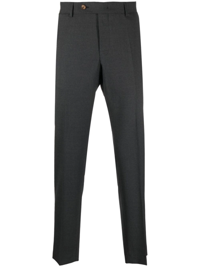 Windsor Slim-cut Pleated Trousers In Grey
