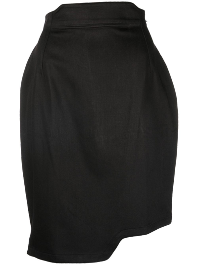 Pre-owned Mugler Asymmetric Pencil Skirt In Black
