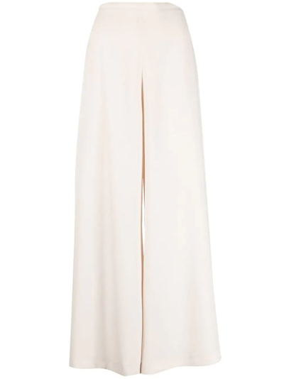 Pre-owned Mugler High-waisted Wide-legged Trousers In Neutrals
