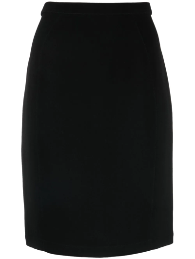 Pre-owned Mugler Knee-length Straight Skirt In Black