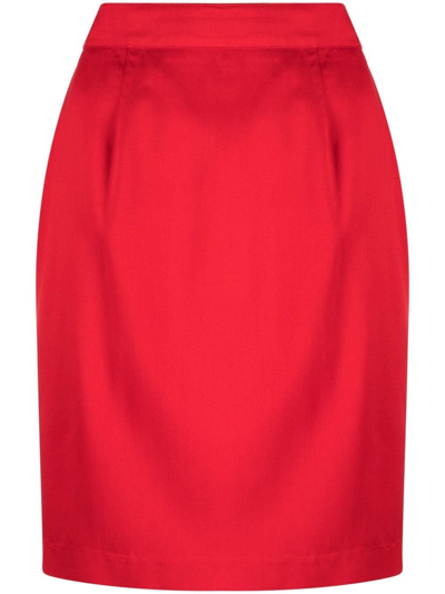 Pre-owned Mugler Knee-length Straight Skirt In Red
