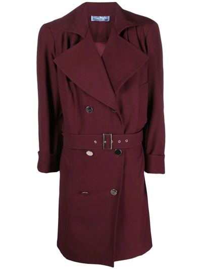 Pre-owned Mugler Belted Trench Coat In Red