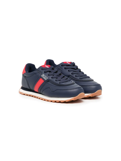 Polo Ralph Lauren Kids' Logo-print Lace-up Trainers In Blue