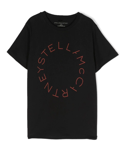Stella Mccartney Kids' Logo-print Sustainable-cotton T-shirt In Black