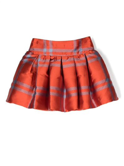 Mi Mi Sol Kids' Check-jacquard Mini Skirt In Orange