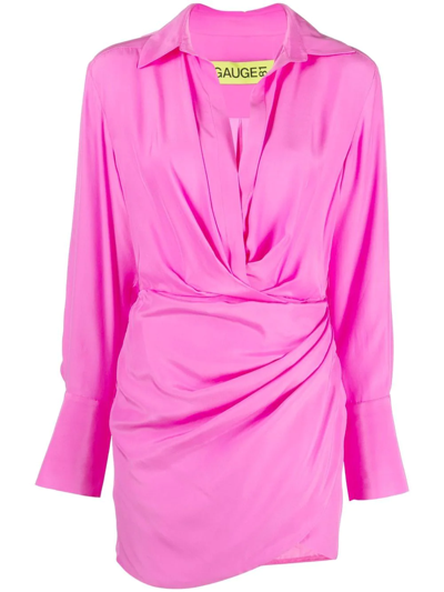 Gauge81 Gathered-detail Shirt Dress In Pink